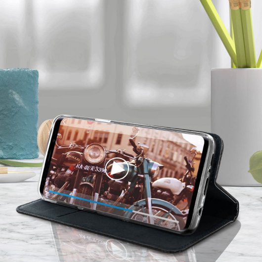 Avizar Capa Tipo Livro em Fibra de Carbono Preta para Samsung Galaxy S9