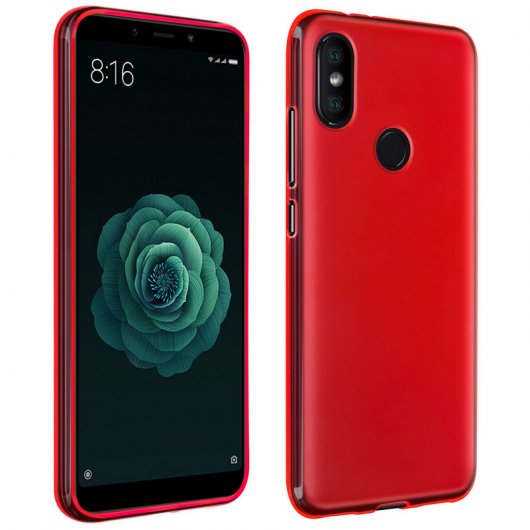 Avizar Funda de Silicona Roja para Xiaomi Mi A2