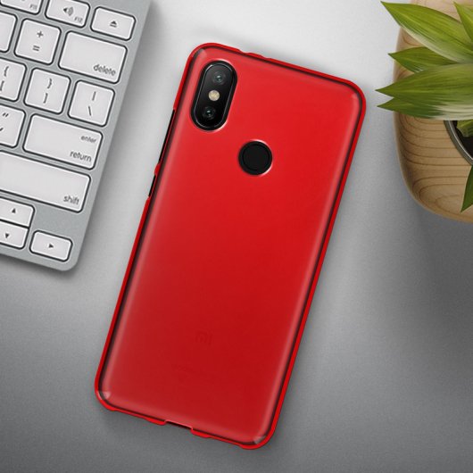 Avizar Funda de Silicona Roja para Xiaomi Mi A2