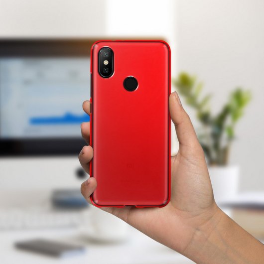 Avizar Funda de Silicona Roja para Xiaomi Mi A2
