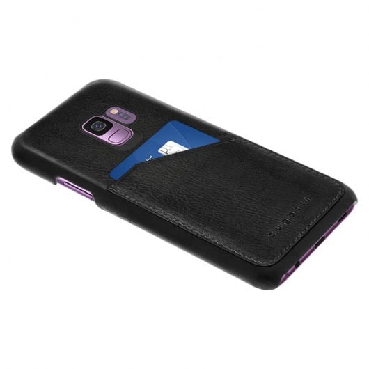 Custodia rigida Bugatti Londra in vera pelle nera per Samsung Galaxy S9