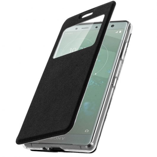Avizar Funda Libro con Ventana Negra para Sony Xperia XZ2 Compact
