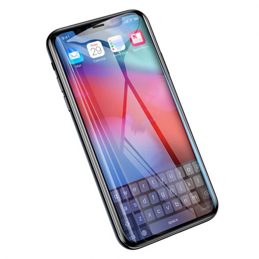 Baseus Protector Cristal Templado 0.23mm con Bordes Curvos Negros para Apple iPhone XS Max