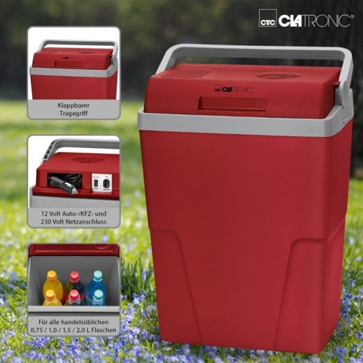 Clatronic KB 3713 N Nevera Portátil Eléctrica con Adaptador de Corriente 12V/220V 25L Roja