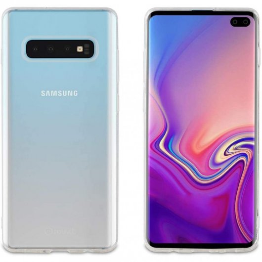 Muvit Pack Funda Cristal Soft Transparente + Cristal Templado para Samsung Galaxy S10 Plus