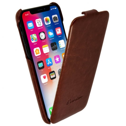 Avizar Funda Vertical Marrón para iPhone X/XS