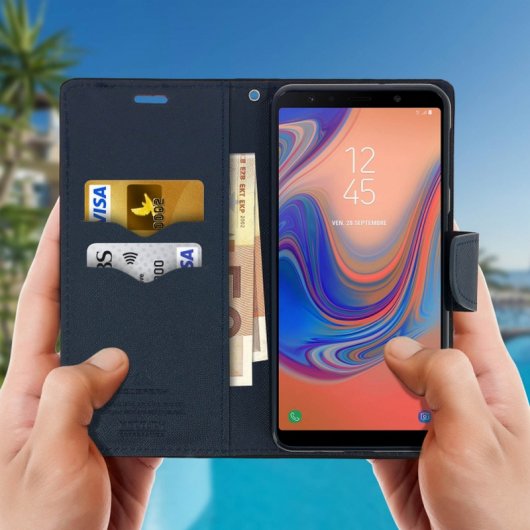 Mercury Funda Cartera Negra para Samsung Galaxy A7 2018