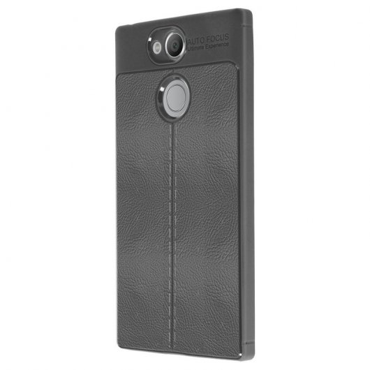 Avizar Funda Efecto Cuero Antigolpes Gris para Sony Xperia XA2