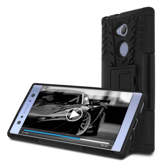 Avizar Funda Antigolpes con Soporte Negra para Sony Xperia XA2 Ultra