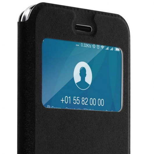 Avizar Funda Libro Cartera con Ventana Negra para Xiaomi Mi A1