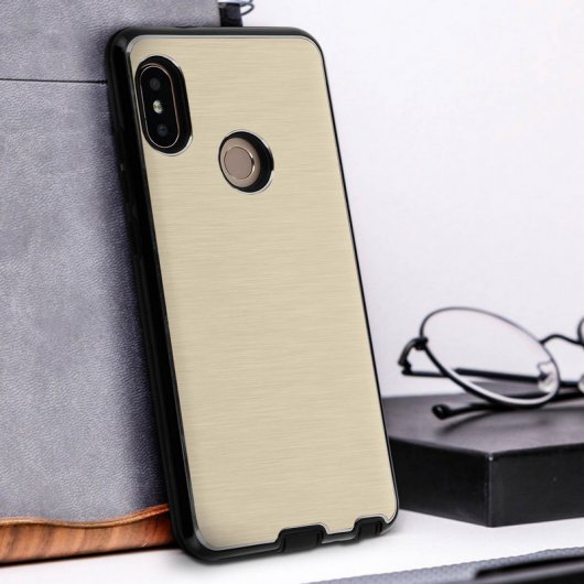 Avizar Funda de Aluminio/Silicona Dorada para Xiaomi Redmi Note 5