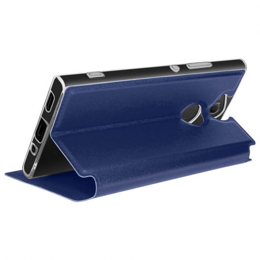 Avizar Funda Libro con Ventana Azul Oscuro para Sony Xperia XA2