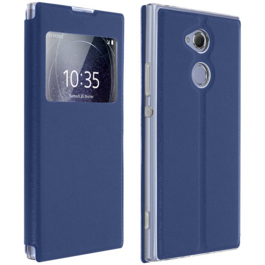 Avizar Funda Libro con Ventana Azul Oscuro para Sony Xperia XA2 Ultra