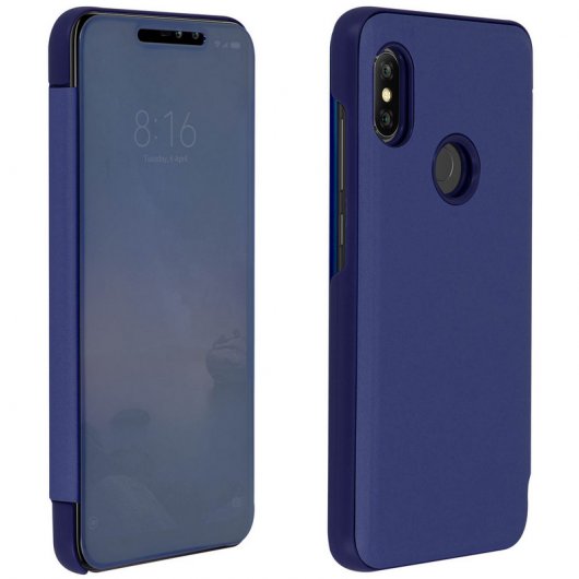 Avizar Funda Tapa Translúcida Efecto Espejo Azul para Xiaomi Redmi Note 6 Pro