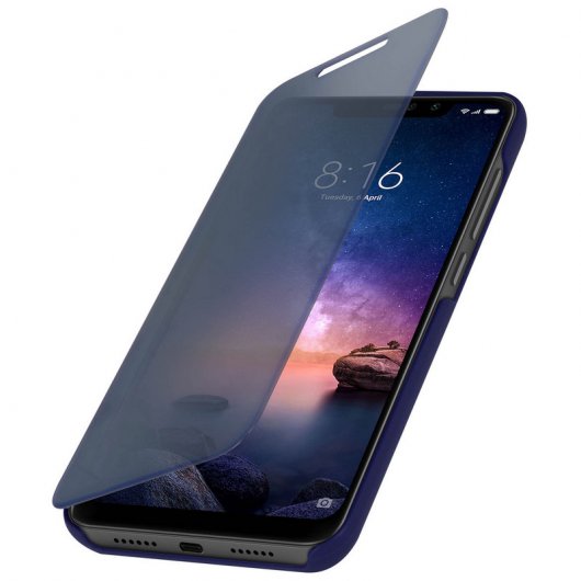 Avizar Funda Tapa Translúcida Efecto Espejo Azul para Xiaomi Redmi Note 6 Pro