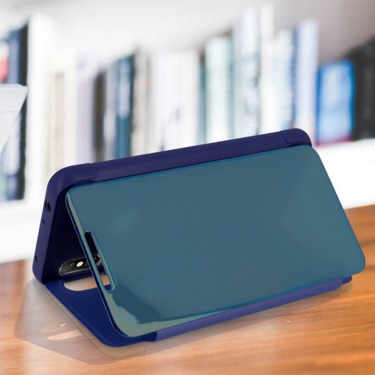 Avizar Funda Tapa Translúcida Efecto Espejo Azul para Xiaomi Redmi Note 6 Pro