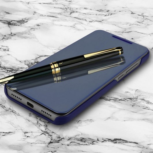 Avizar Funda Tapa Translúcida Efecto Espejo Azul para Xiaomi Redmi Note 6 Pro