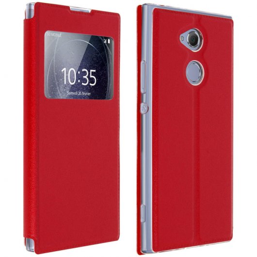 Avizar Funda Libro con Ventana Roja para Sony Xperia XA2 Ultra