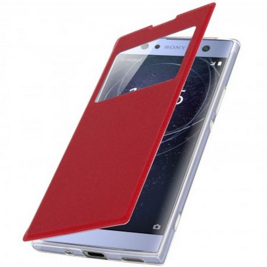 Avizar Funda Libro con Ventana Roja para Sony Xperia XA2 Ultra