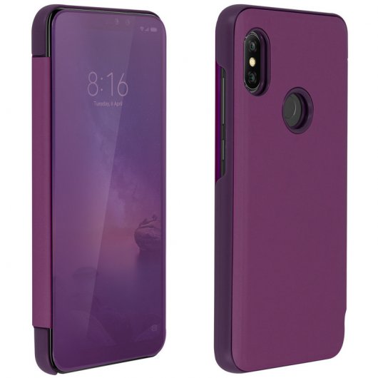 Avizar Funda Tapa Translúcida Efecto Espejo Violeta para Xiaomi Redmi Note 6 Pro