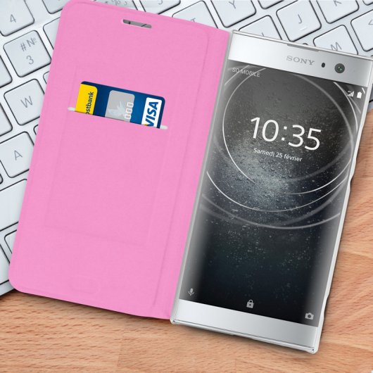 Avizar Flip Book Cover Funda Rosa para Sony Xperia XA2 Ultra