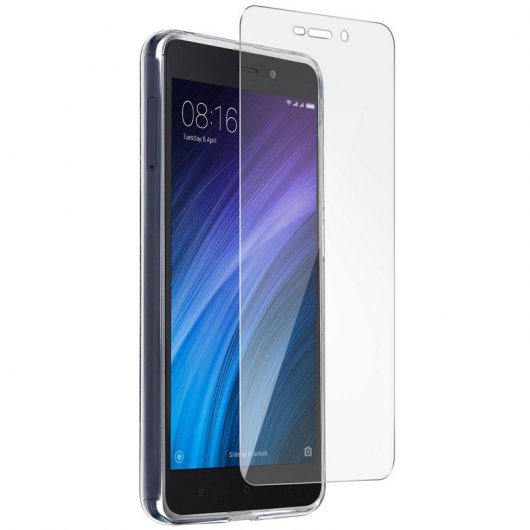 Avizar Funda de Silicona Transparente + Cristal Templado para Xiaomi Redmi 4A