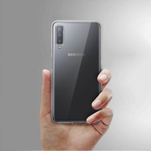 Avizar Funda Silicona Transparente + Cristal Templado para Samsung Galaxy A7 2018