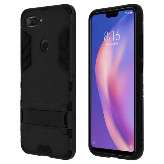 Avizar Capa Bumper com Suporte para Xiaomi Mi 8 Lite Preta