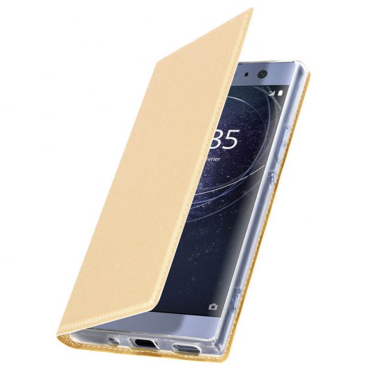 Avizar Funda Libro con Cierre Magnético Dorada para Sony Xperia XA2 Ultra