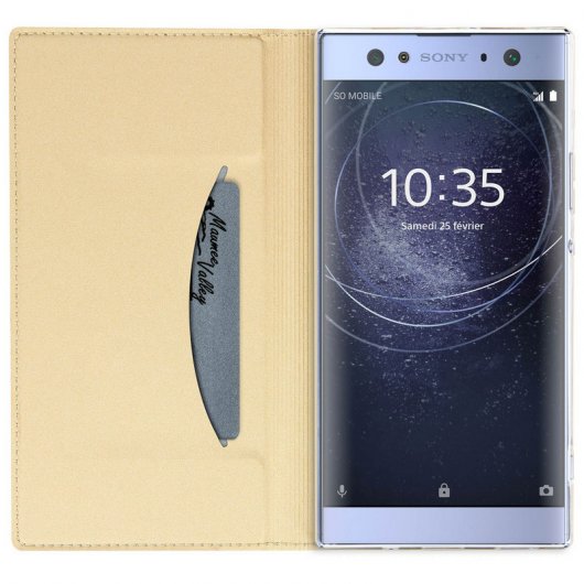 Avizar Funda Libro con Cierre Magnético Dorada para Sony Xperia XA2 Ultra