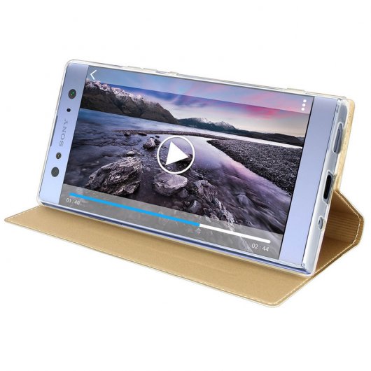 Avizar Funda Libro con Cierre Magnético Dorada para Sony Xperia XA2 Ultra