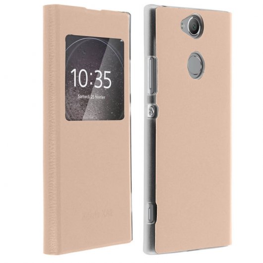 Avizar Funda Rígida con Ventana Dorada para Sony Xperia XA2 Ultra