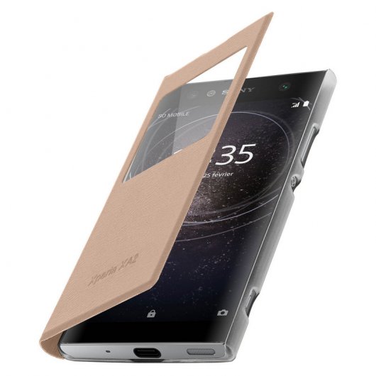 Avizar Funda Rígida con Ventana Dorada para Sony Xperia XA2 Ultra