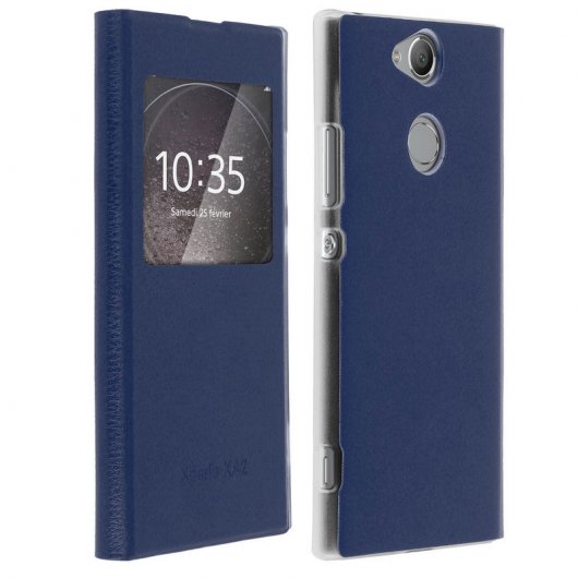 Avizar Funda Rígida con Ventana Azul Oscuro para Sony Xperia XA2 Ultra
