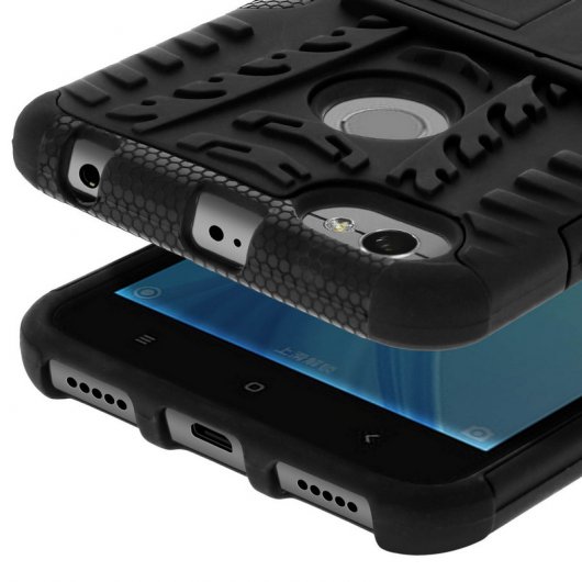 Avizar Funda Antigolpes con Función Soporte Negra para Xiaomi Note 5A