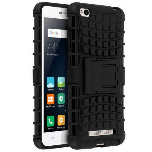 Avizar Funda Antigolpes con Soporte Negra para Xiaomi Redmi 4A