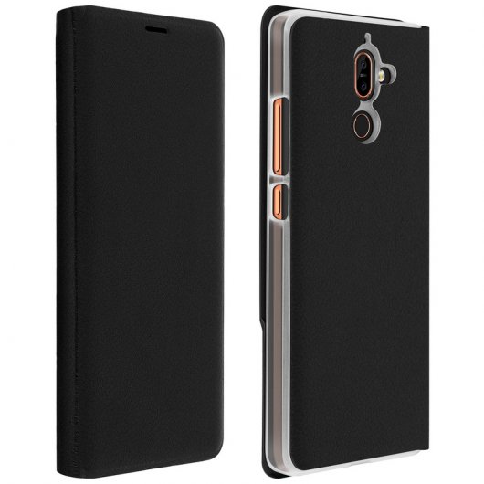 Avizar Funda Flip Book Negra para Nokia 7 Plus