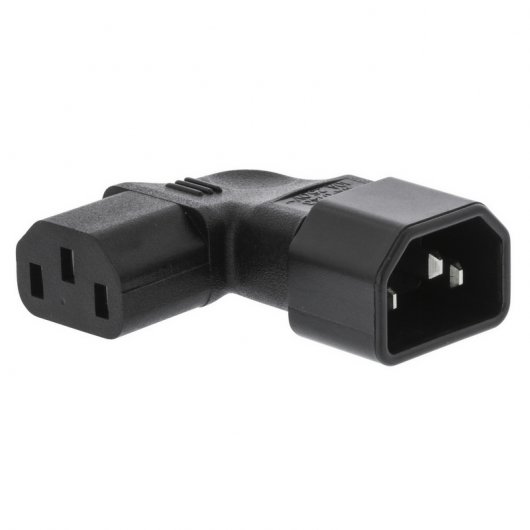 Adaptador para cable de Alimentación IEC-320-C14 a IEC-320-C13 Angulado Izquierdo