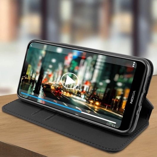 Avizar Étui portefeuille Noir pour Nokia 7.1