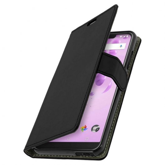 Avizar Funda Tipo Libro Billetera Negra para Wiko View 2 Go