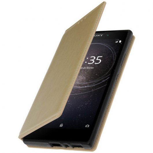 Avizar Funda Libro con Cierre Magnético Dorada para Sony Xperia L2