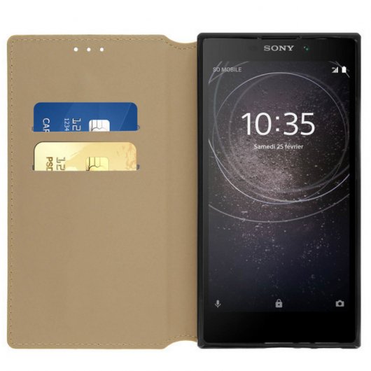Avizar Funda Libro con Cierre Magnético Dorada para Sony Xperia L2