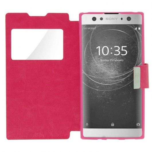 Avizar Funda con Ventana Rosa Función Soporte para Sony Xperia L2