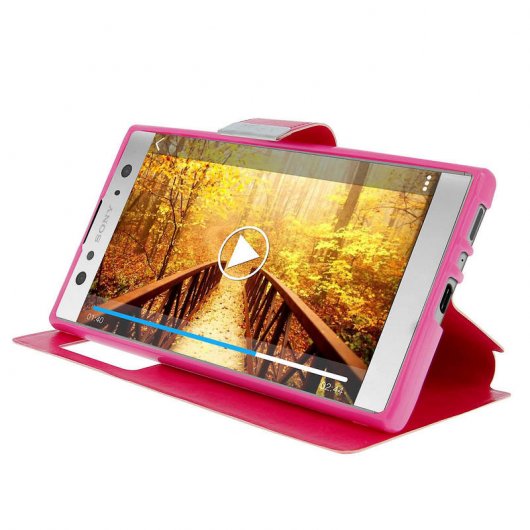Avizar Funda con Ventana Rosa Función Soporte para Sony Xperia L2
