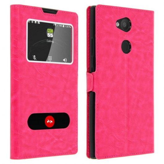 Avizar Funda Doble Ventana Rosa para Sony Xperia L2