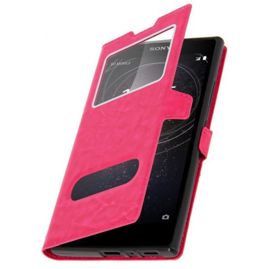 Avizar Funda Doble Ventana Rosa para Sony Xperia L2