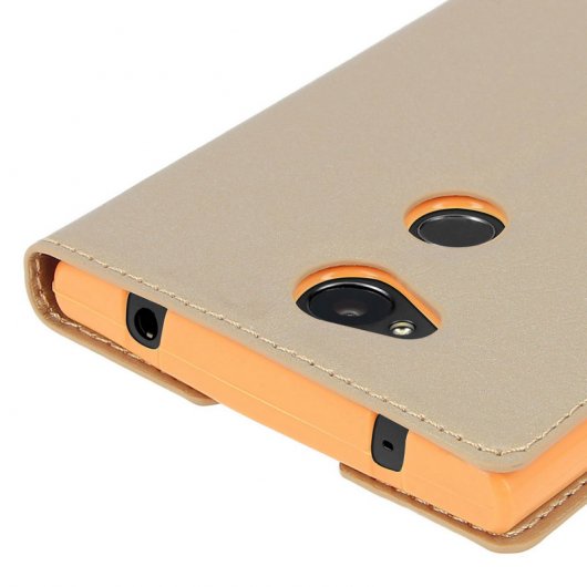 Avizar Funda Doble Ventana Dorada para Sony Xperia L2