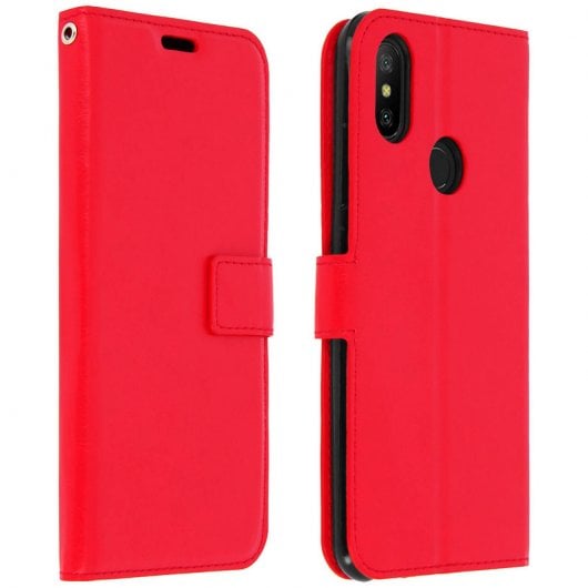 Custodia a portafoglio Avizar vintage rossa per Xiaomi Mi A2
