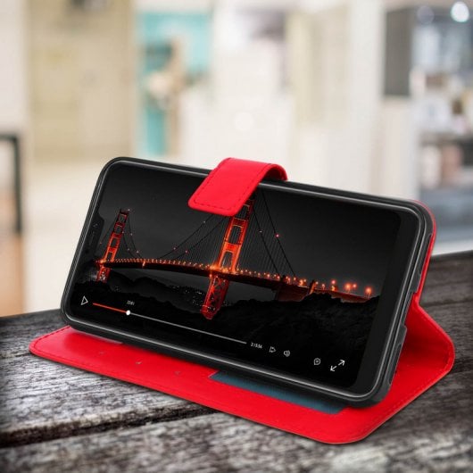 Custodia a portafoglio Avizar vintage rossa per Xiaomi Mi A2