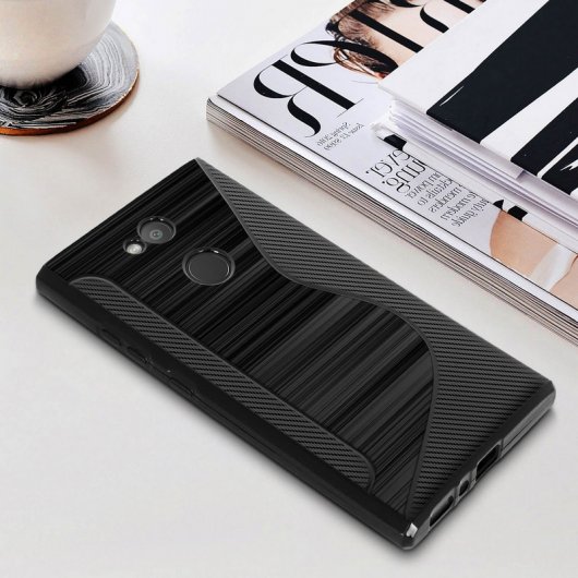 Avizar S-Line Funda de Silicona Flexible Negra para Sony Xperia L2